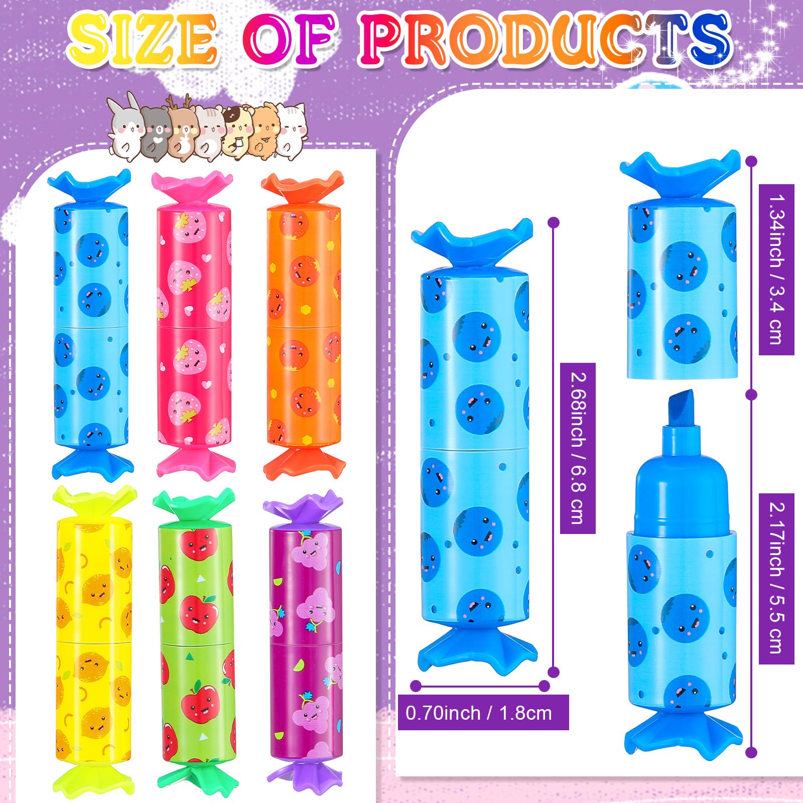 Geyee 144 Pcs Mini Cute Highlighter Pastel Candy Highlighter Bulk for Kid
