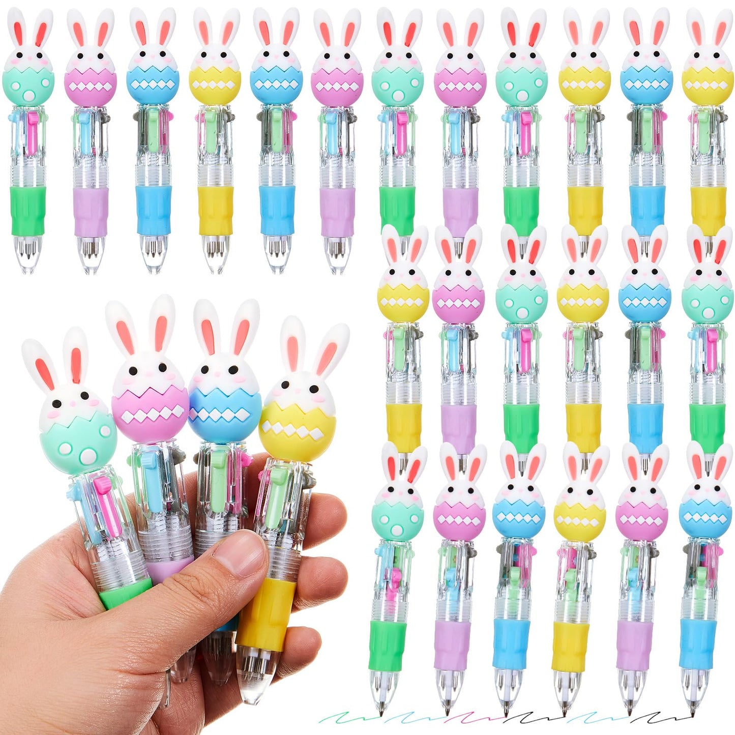 Kosiz 48 Pack Easter Party Favors Multicolor 4 in 1 0.5mm Ballpoint Pen