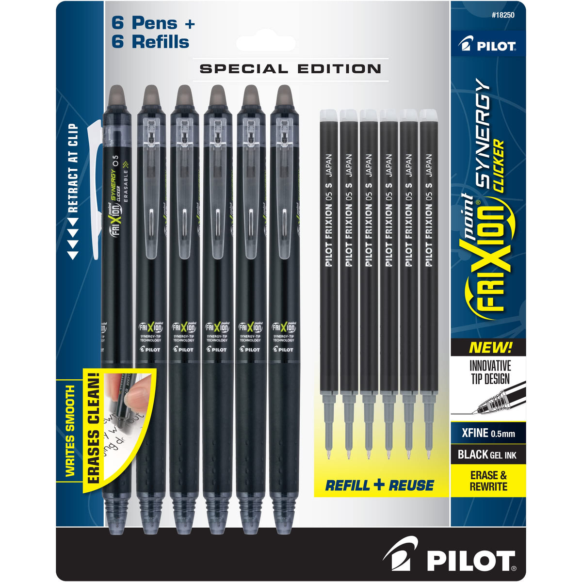 PILOT FriXion Synergy Clicker Erasable, Pack of 12, Black