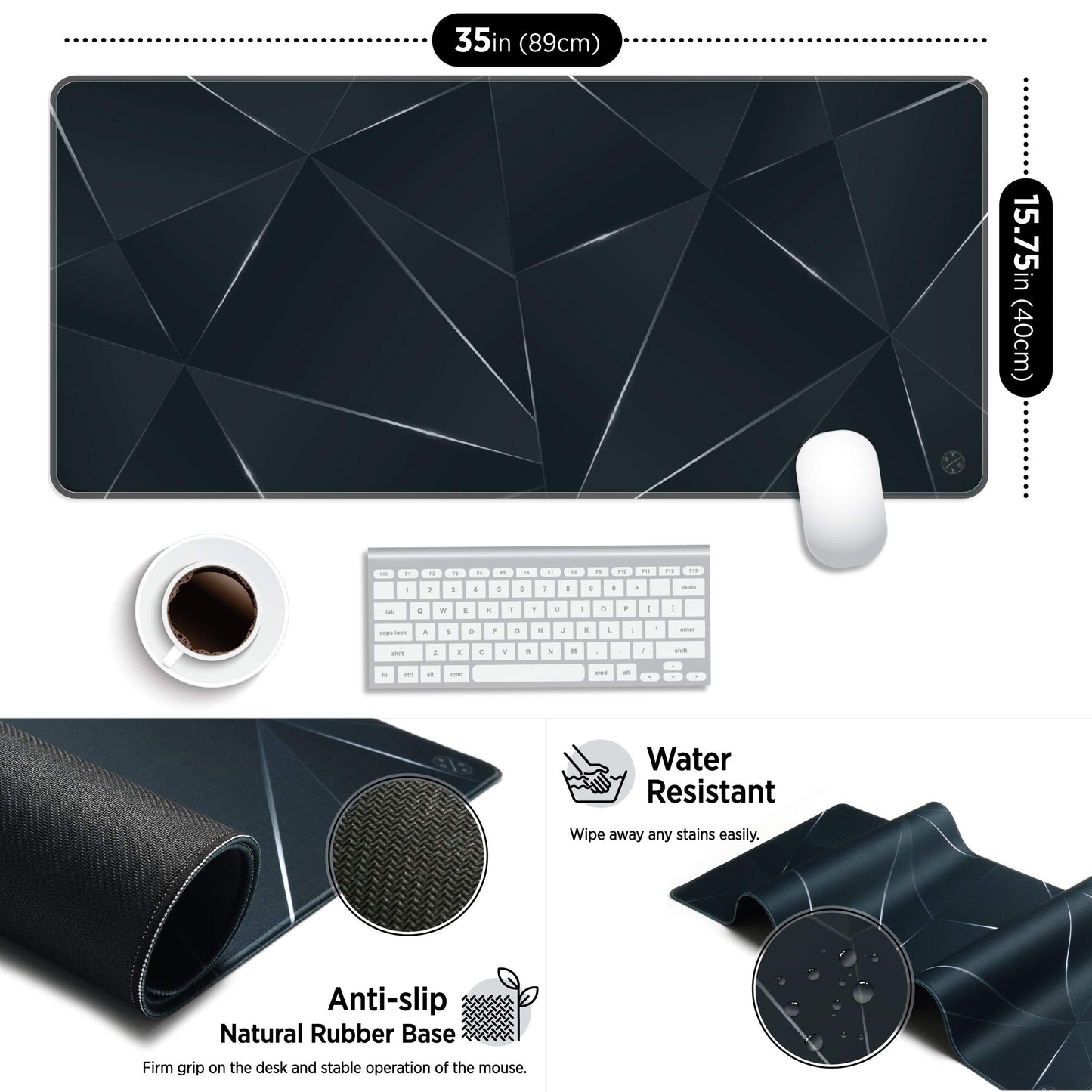 Oriday Large Gaming Mouse Pad, Extended XXL (35.4x15.7x0.11 in), Long Non-Slip Rubber Base