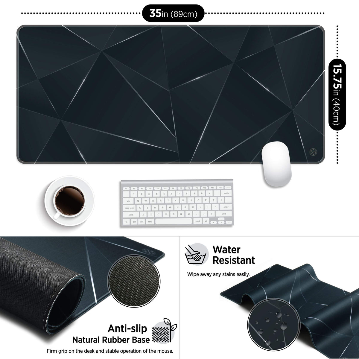 Oriday Large Gaming Mouse Pad, Extended XXL (35.4x15.7x0.11 in), Long Non-Slip Rubber Base