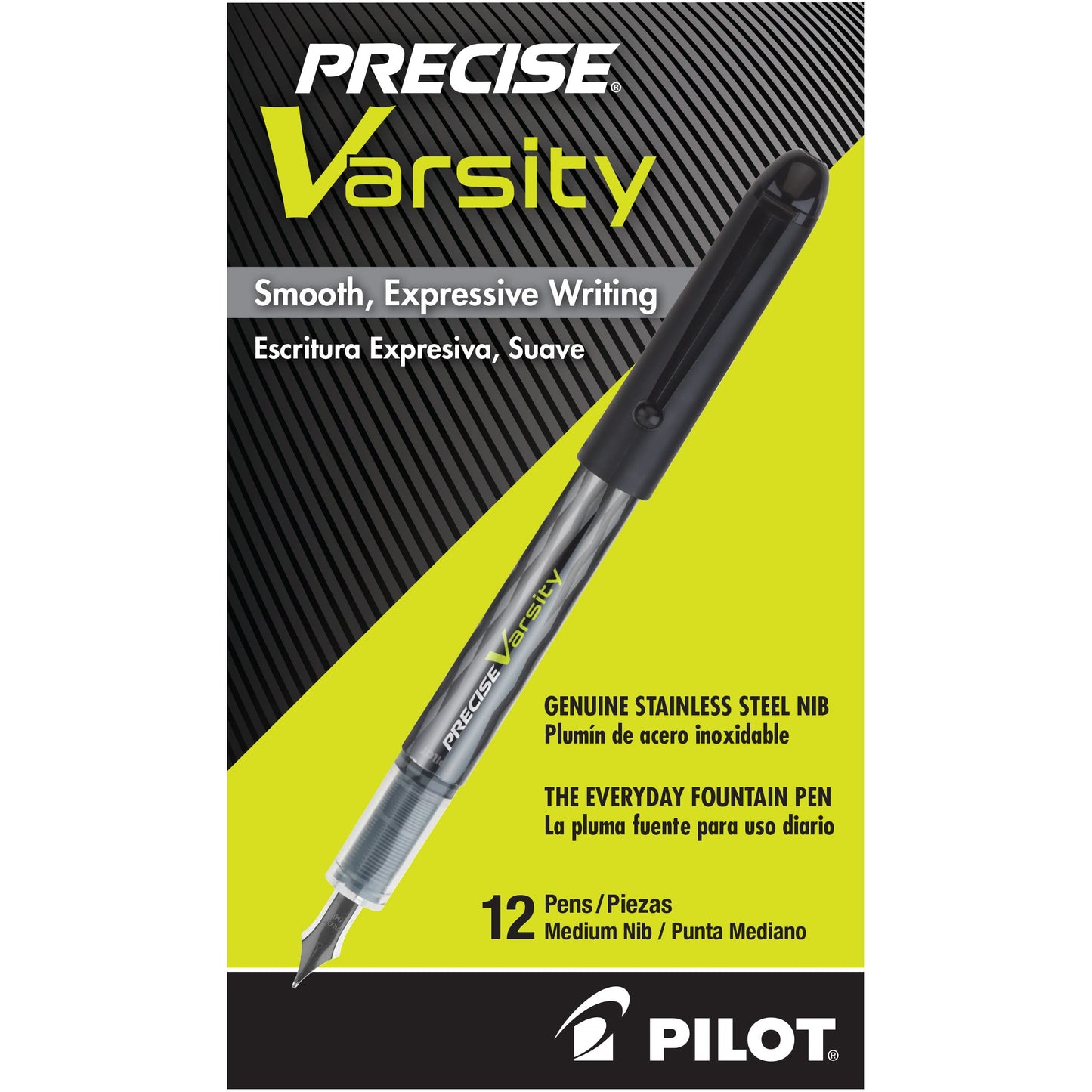 PILOT Precise Varsity Pre-Filled Fountain Pens, 1.0mm, Purple Ink, 12-Pack
