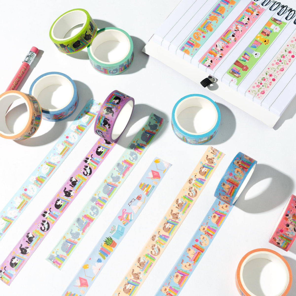 BkeeCten Cats Books Washi Tapes Supplies DIY Craft Bookish Gift Wrapping