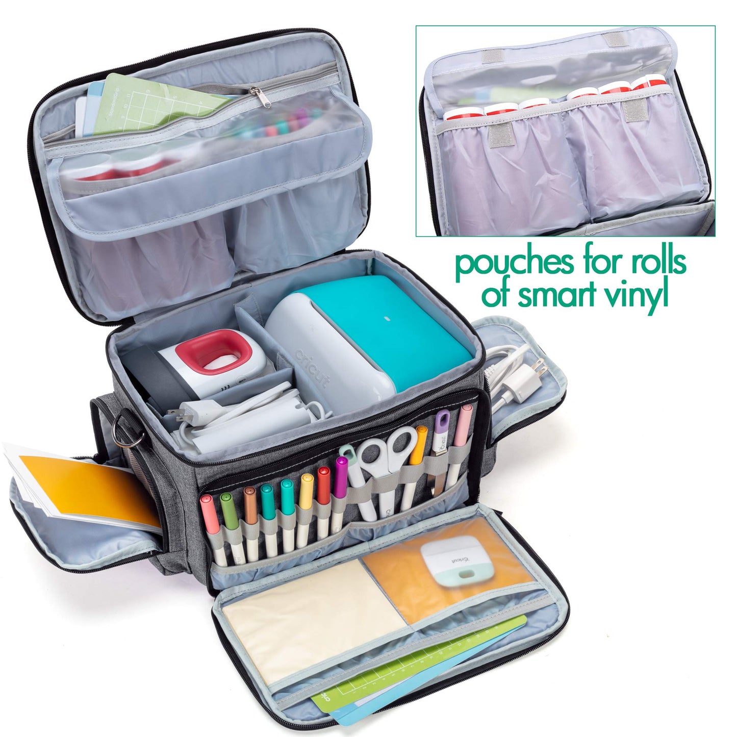 LUXJA Carrying Case Compatible with Cricut Joy and Easy Press Mini, Gray