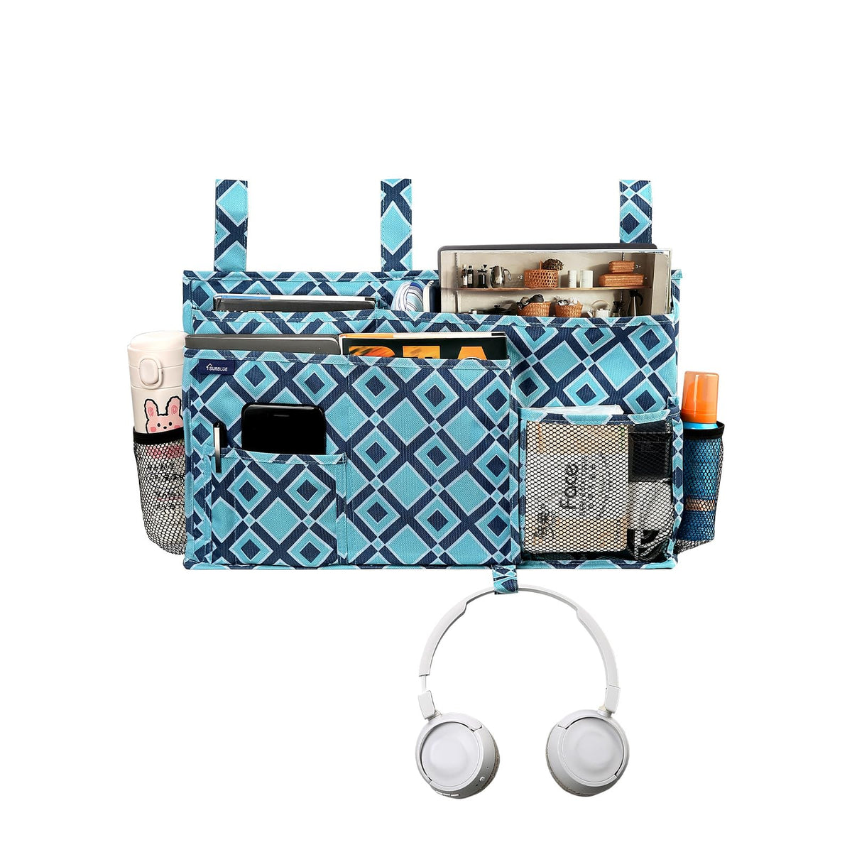 Surblue Bedside Caddy Hanging Bed Organizer Storage Bag Pocket for Bunk and Hospital Beds, College