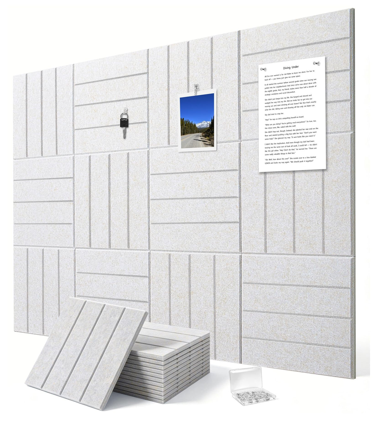G Gamit 0.47" Thick Felt Wall Tiles 48"x36" Cork Board Alternative 12 Pack 11.81"x11.81"Felt