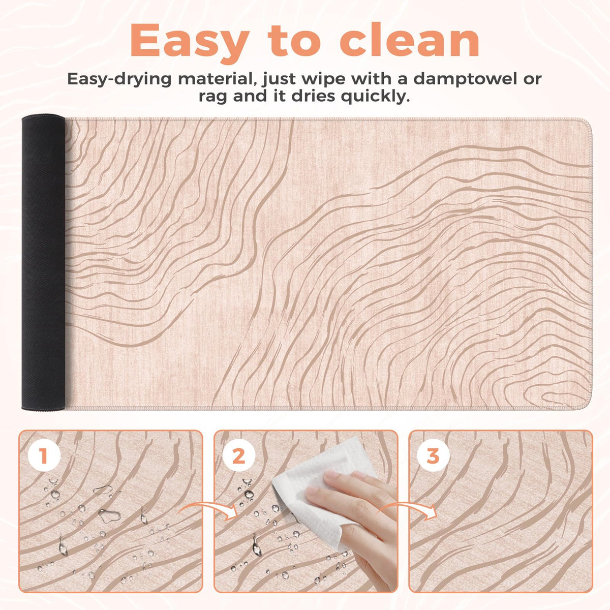 iCasso Big Mouse Pad,Aesthetic Desk Cover Mat for Desktop,Beige