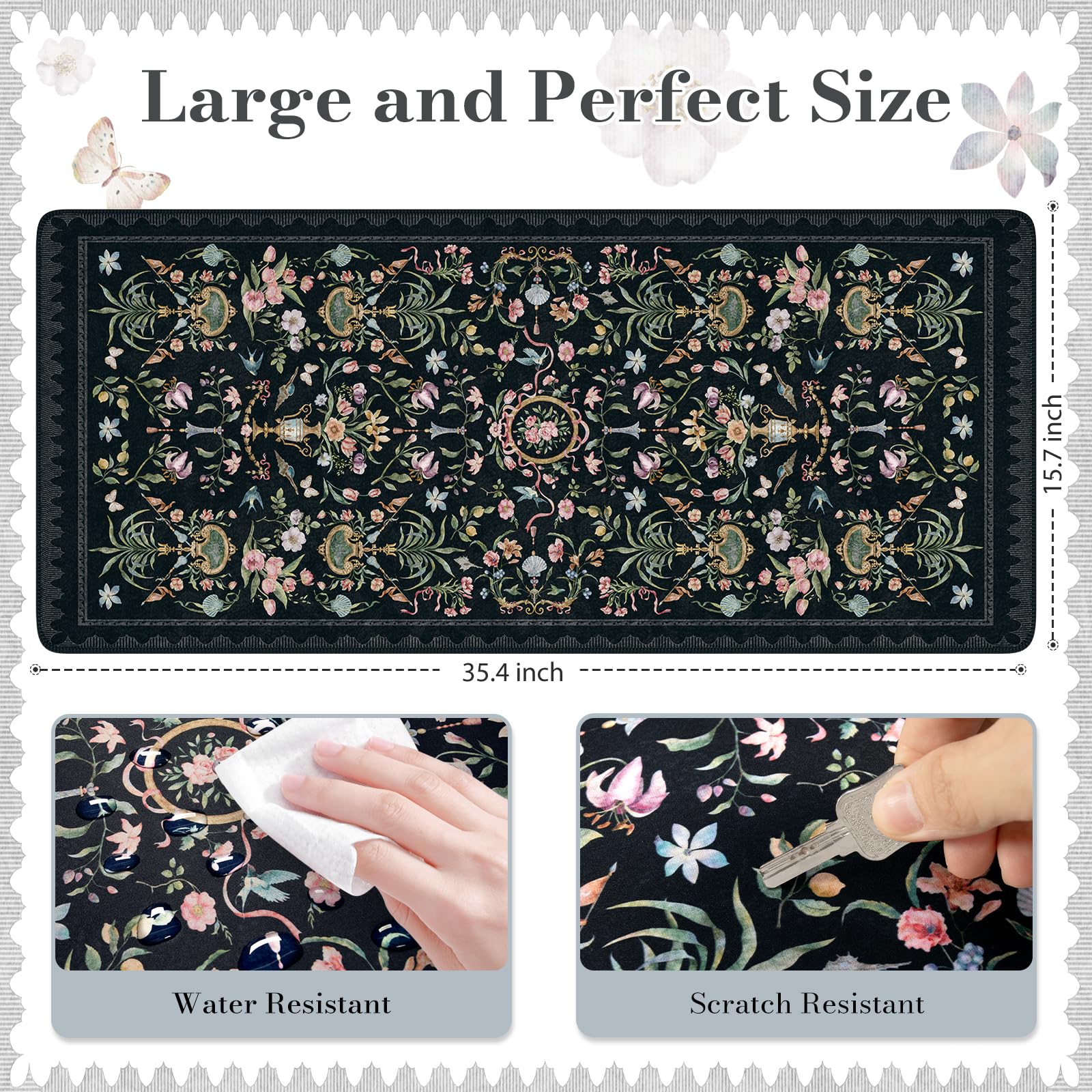 HAOCOO Black Desk Mat, 35.4" x 15.7" Computer Pad for Office Work Home