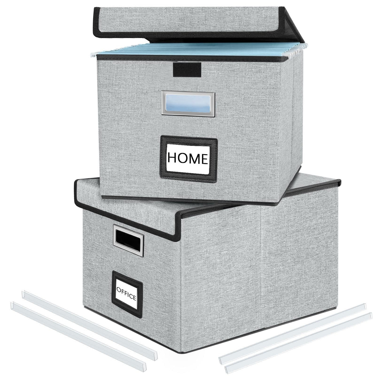 Huolewa File Organizer Box with Lids, Collapsible File Folder Organizer