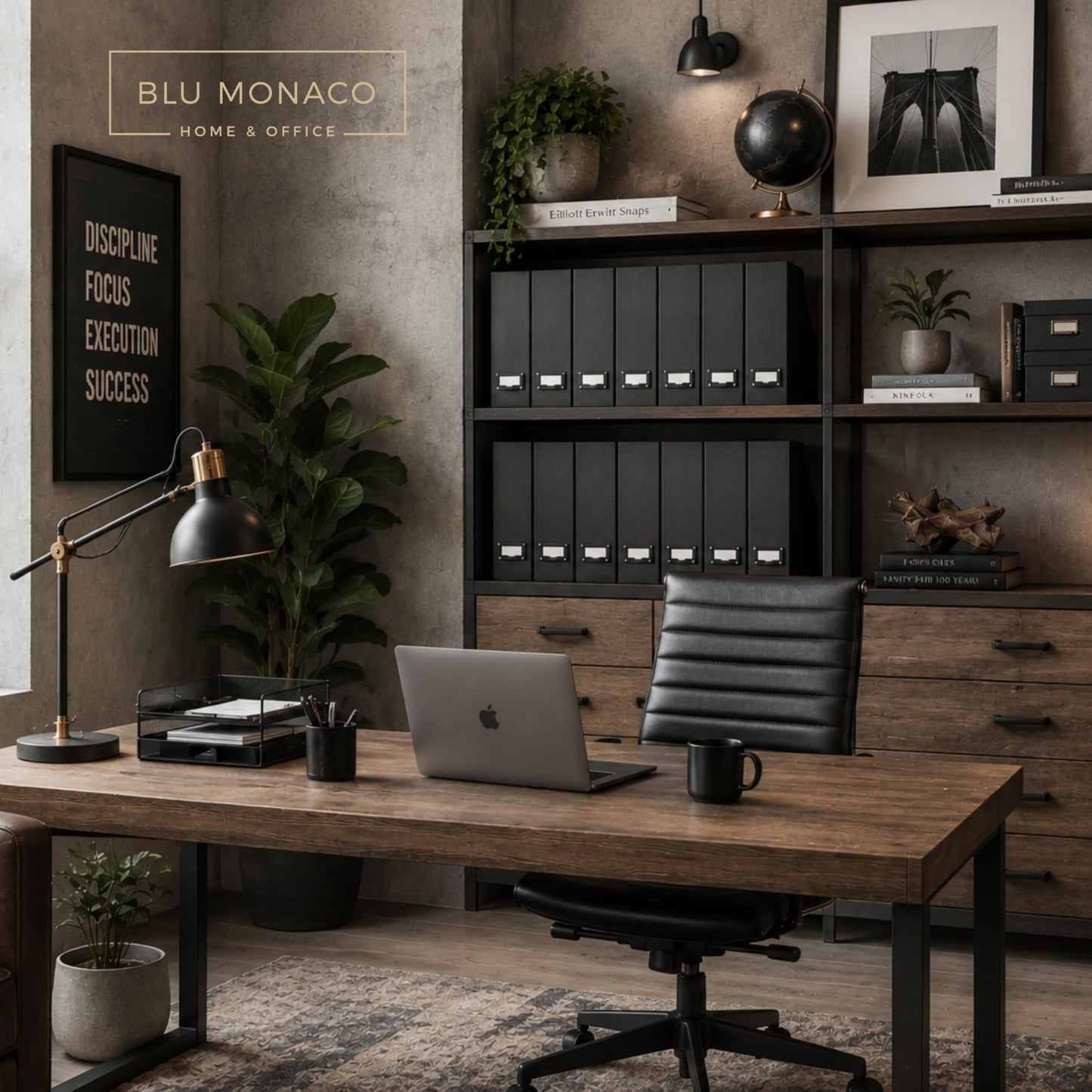 BLU MONACO Foldable Black Magazine File Holder | Set of 6 Cardboard Desk Organizer Boxes | Vertical