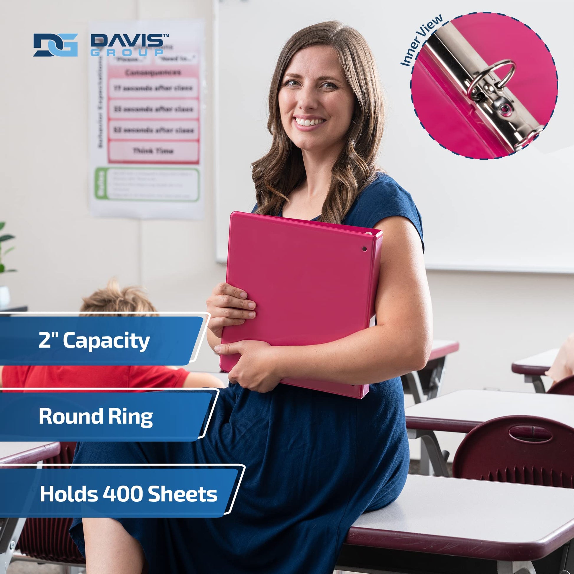 Easyview 3-Ring Binder, 2" Round Rings, Fashion Colors, 4 Pack