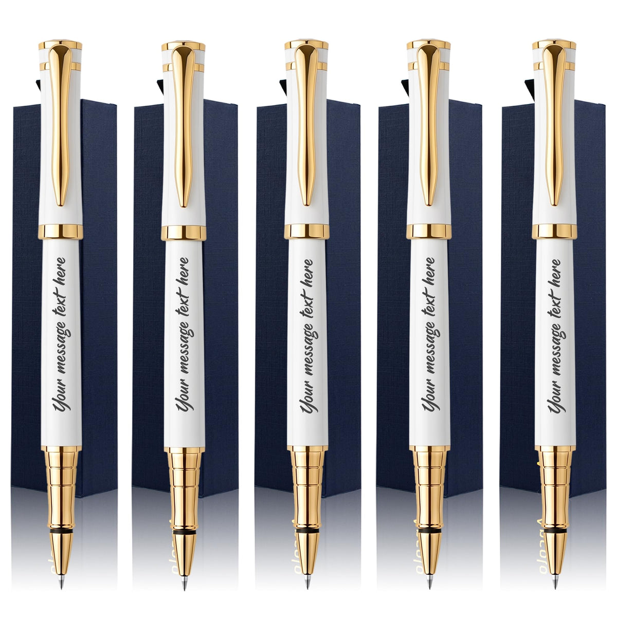 Ancolo Engraved Pens - Modern Roller Pens with 5 Free Personalized Lines, Ultra-Smooth Black Ink
