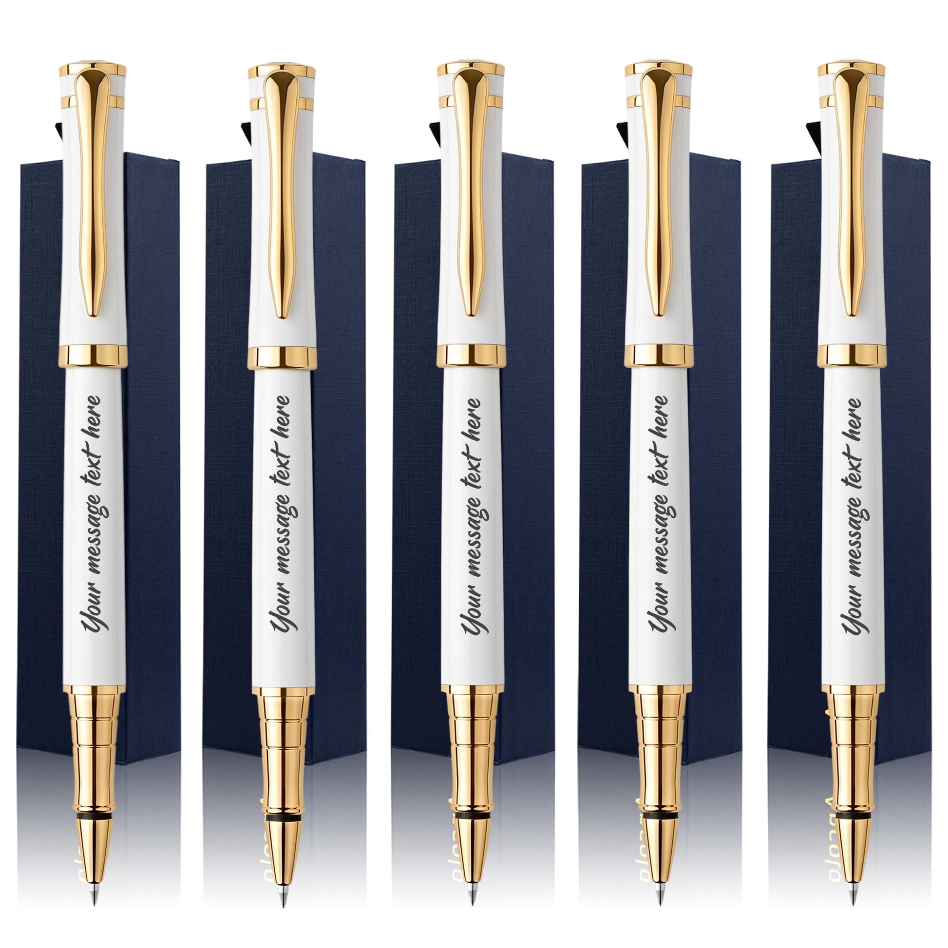 Ancolo Engraved Pens - Modern Roller Pens with 5 Free Personalized Lines, Ultra-Smooth Black Ink