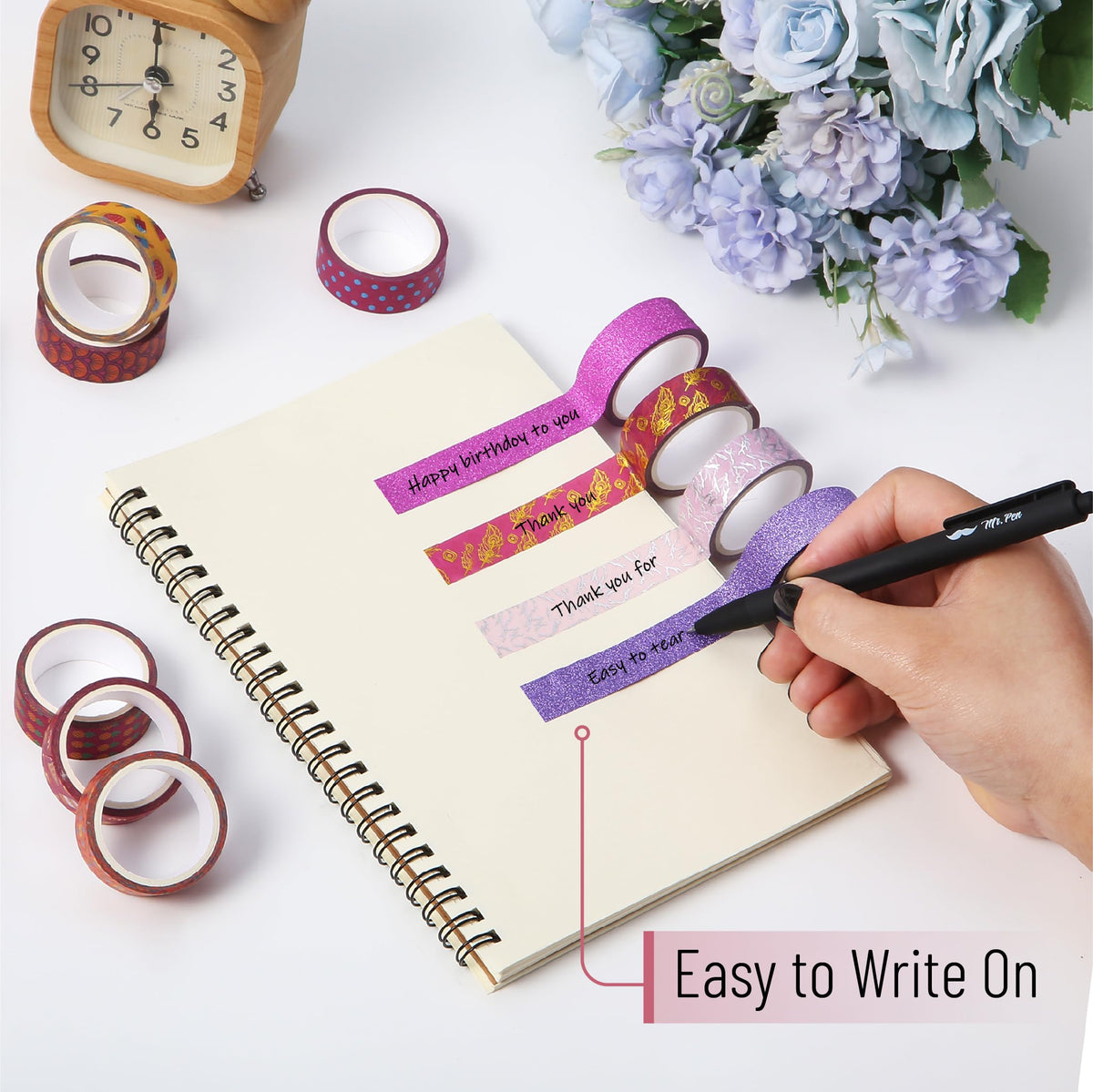 Mr. Pen- Washi Tape Set, 10 Rolls, 15mm Wide, 5 Yards/Roll