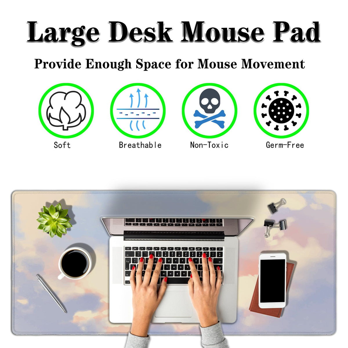 Samgula Gaming Mouse Pad Pink Keyboard Mat, Large Mouse Pads Desk Mat for Women Office Desk Pads