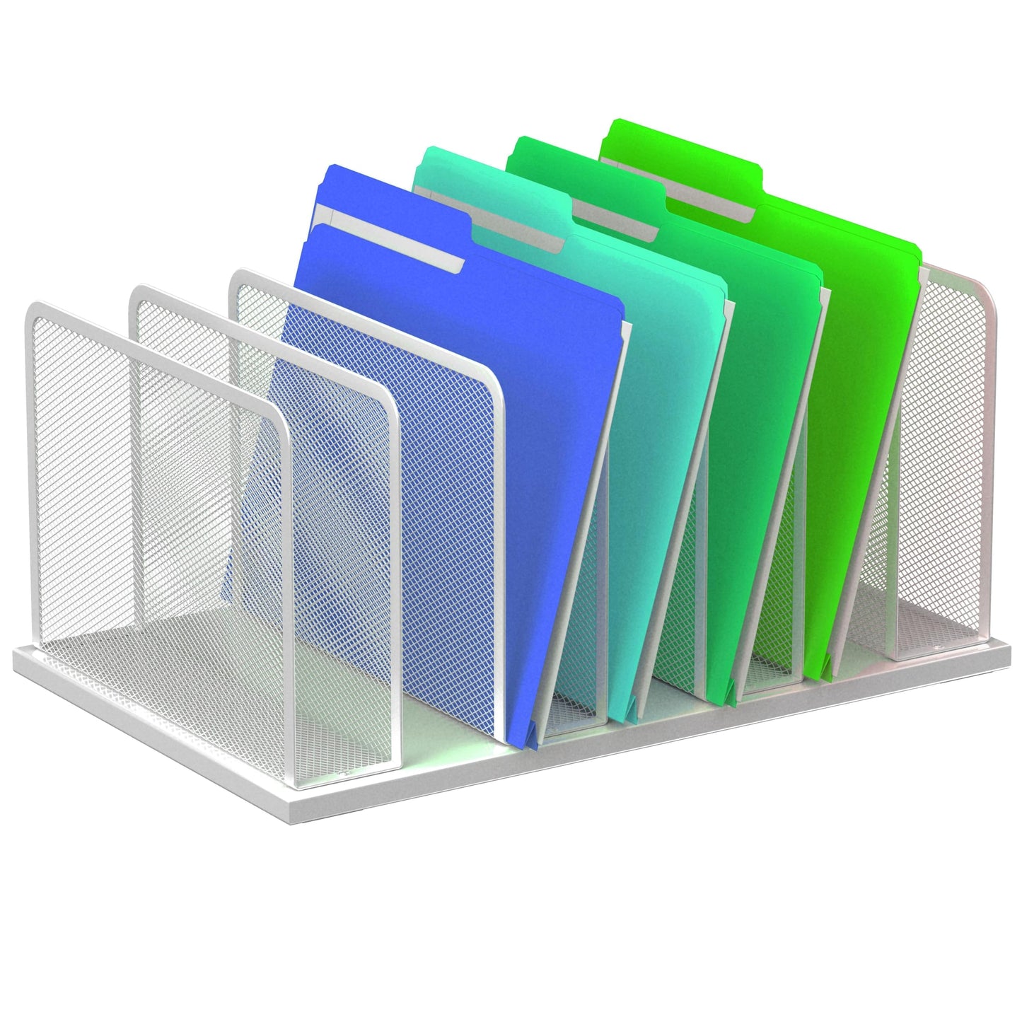 Kuntine.B 7-Section Upright Desk File Organizer Silver 1 Pack