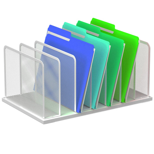 Kuntine.B 7-Section Upright Desk File Organizer Silver 1 Pack