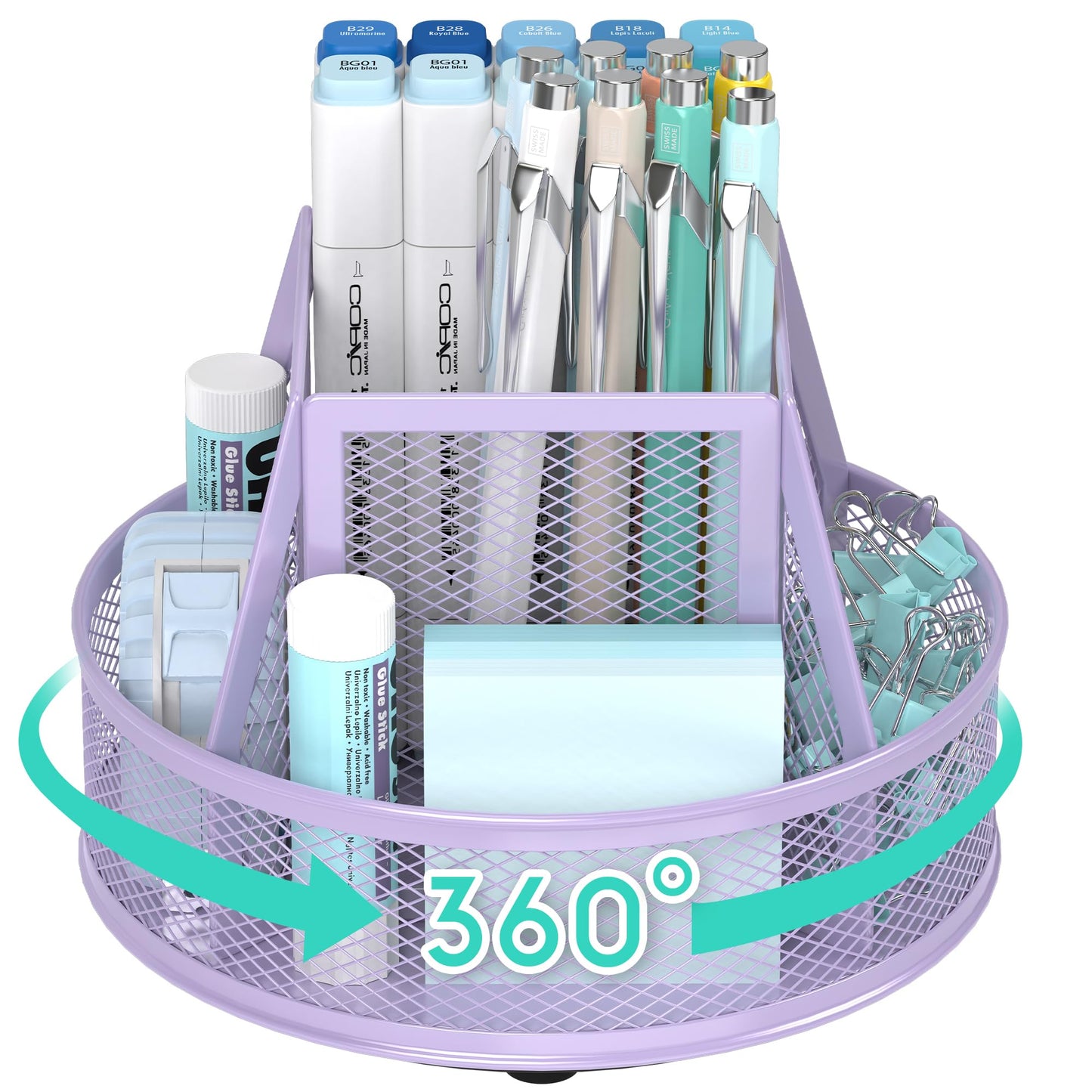 YINGHUA 360°Rotating Mesh Desk Organizer & Pen Holder - Purple