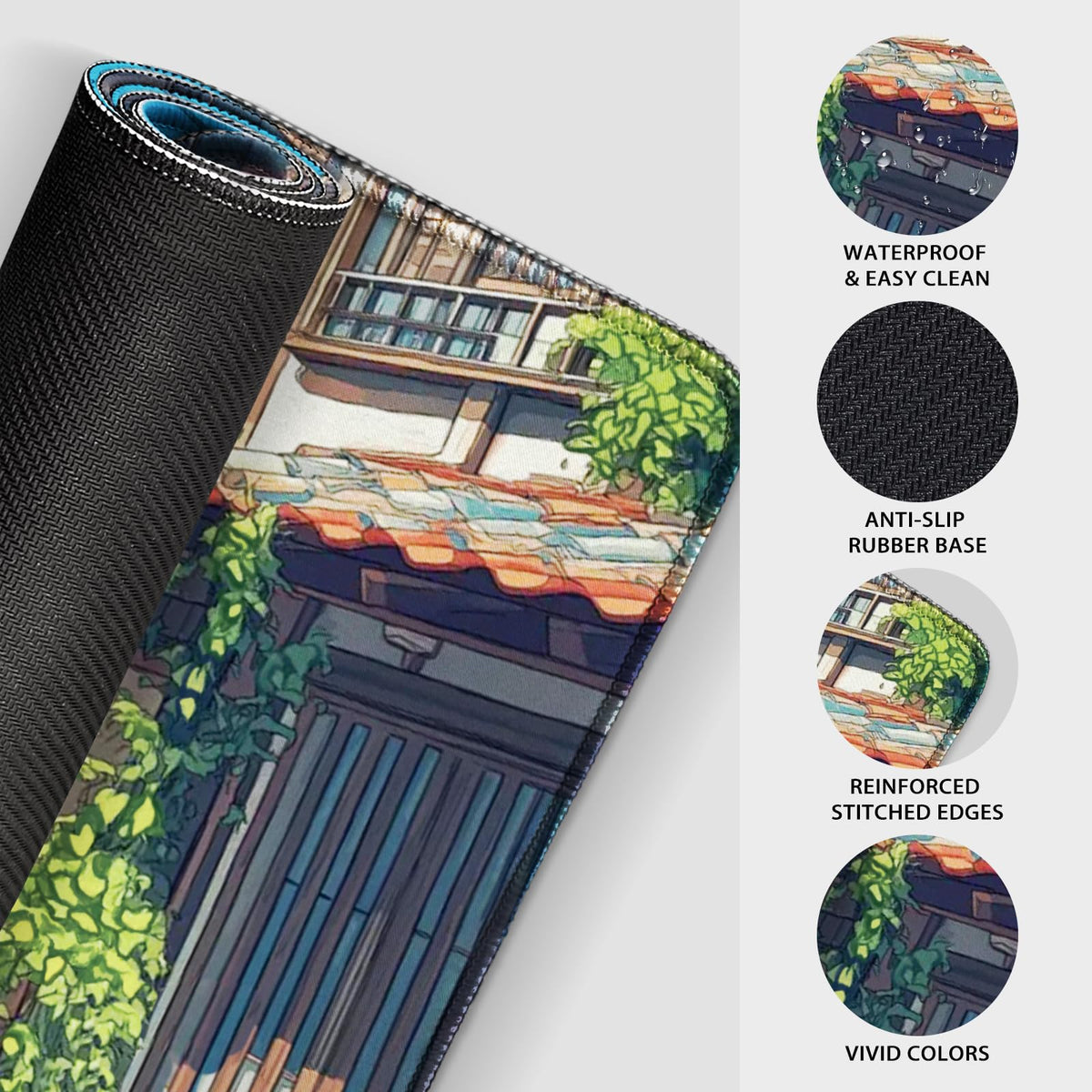 Mcapirivo Japanese Street Scene Large Gaming Mouse Pad Desk Mat 31.5"x15.7"