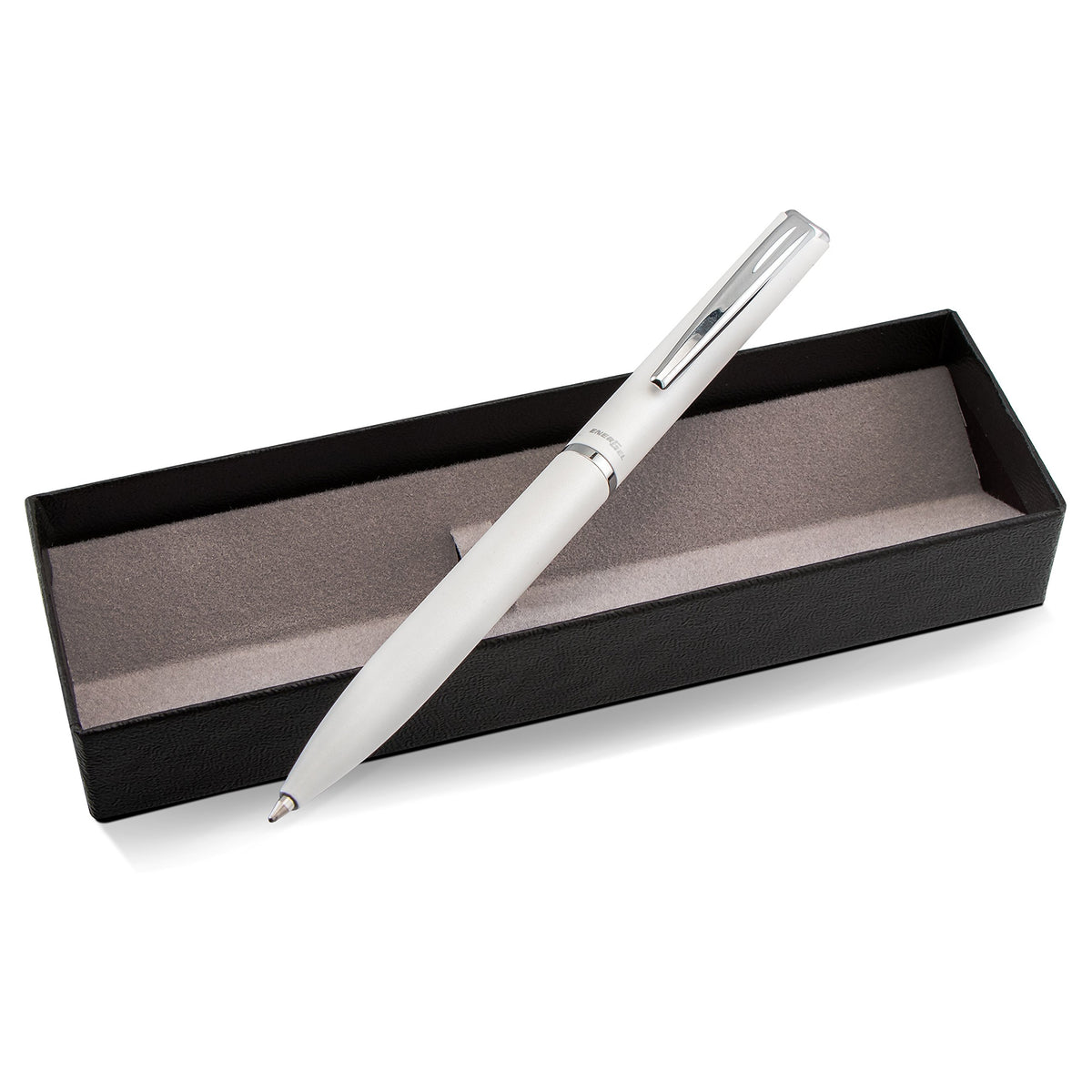 Pentel EnerGel Style Gel Pen, (0.7mm) Medium Line, Silver Barrel, Black Ink, Gift Box w/Belly Band