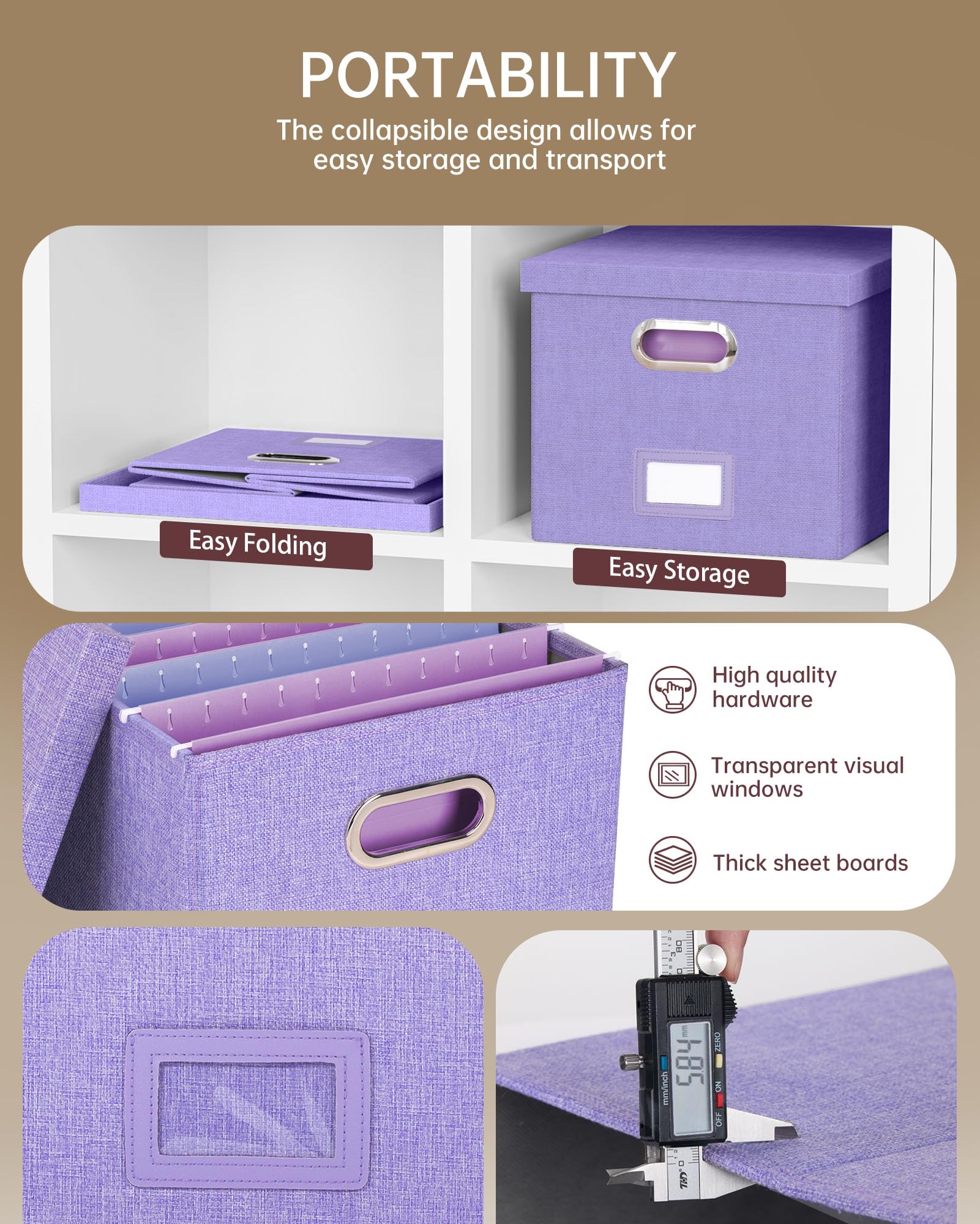 Oterri File Organizer, File Box, File Cabinet for Letter File Folder Storage, Hanging File