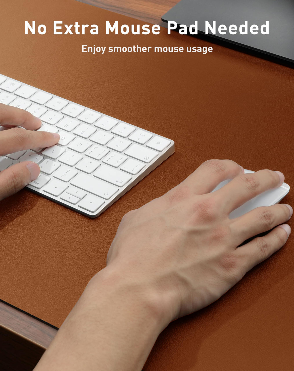 Aothia Faux Leather Desk Mat - Large Mouse Pad, Non-Slip PU Leather Blotter, Waterproof Writing