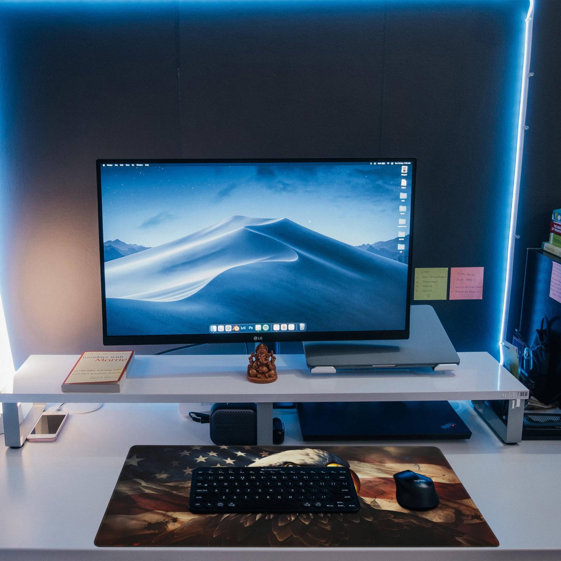 Desk Mat,American Bald Eagle Large Gaming Mouse Pad XL,USA Flag Eagle Desk Pad,Extended Big