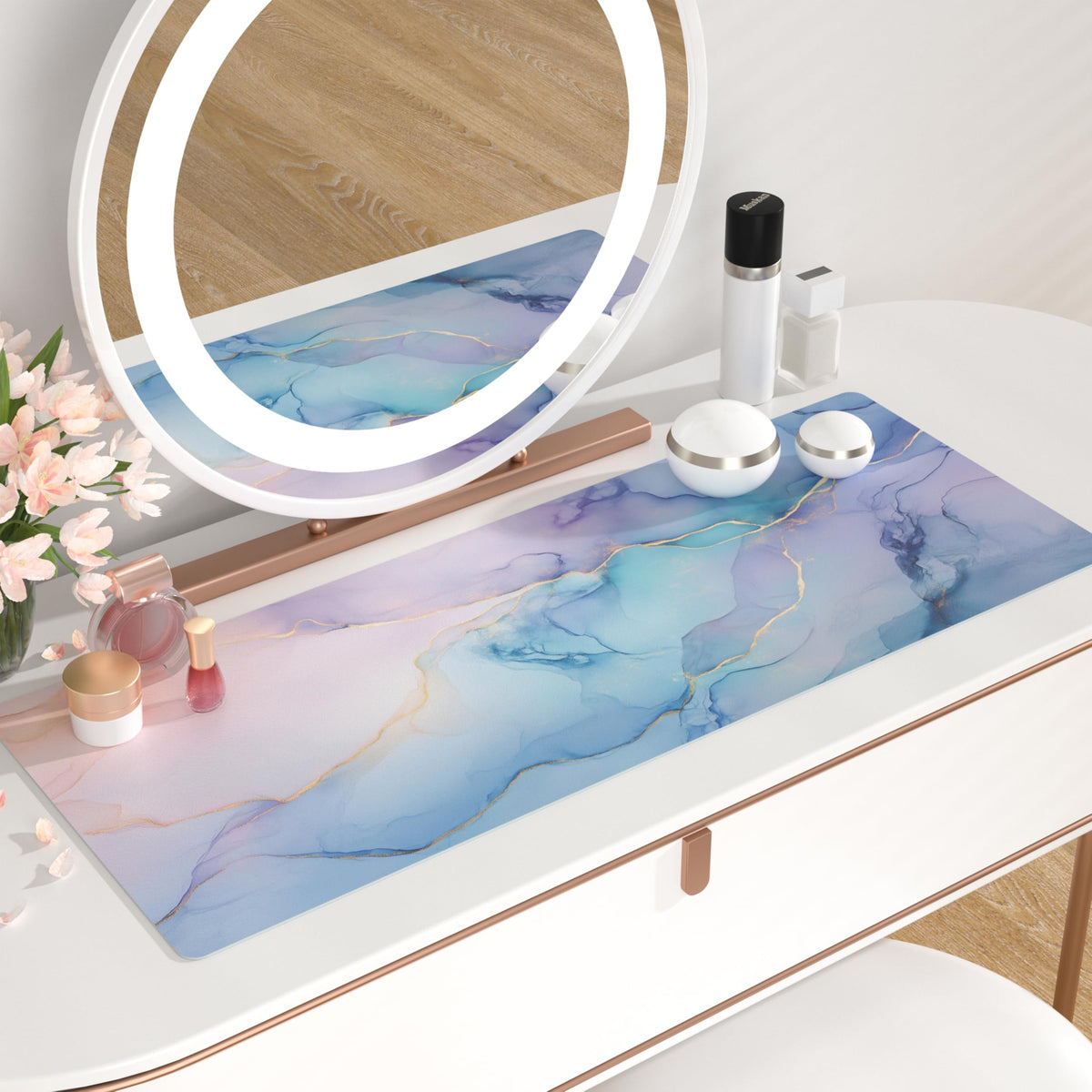 QIYI PU Leather Large Mouse Pad, Waterproof Desk Mat, 31.5" x 11.8", Fluid