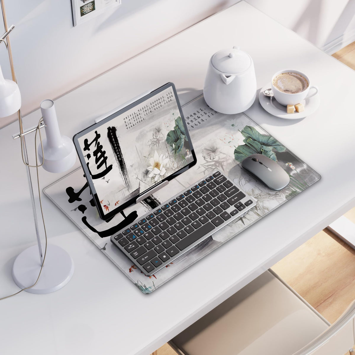 LL-COEUR XXL Landscape Gaming Mouse Pad Computer Keyboard Mat Office Desk Pad (Lotus 2, 23.6" x