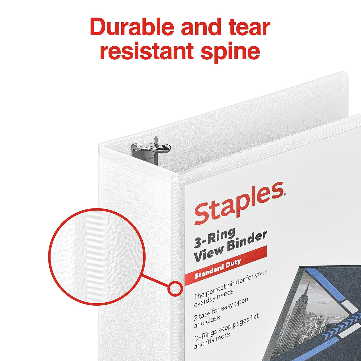 Staples 2" 3-Ring View Binder, D-Ring, White, 4/Pack