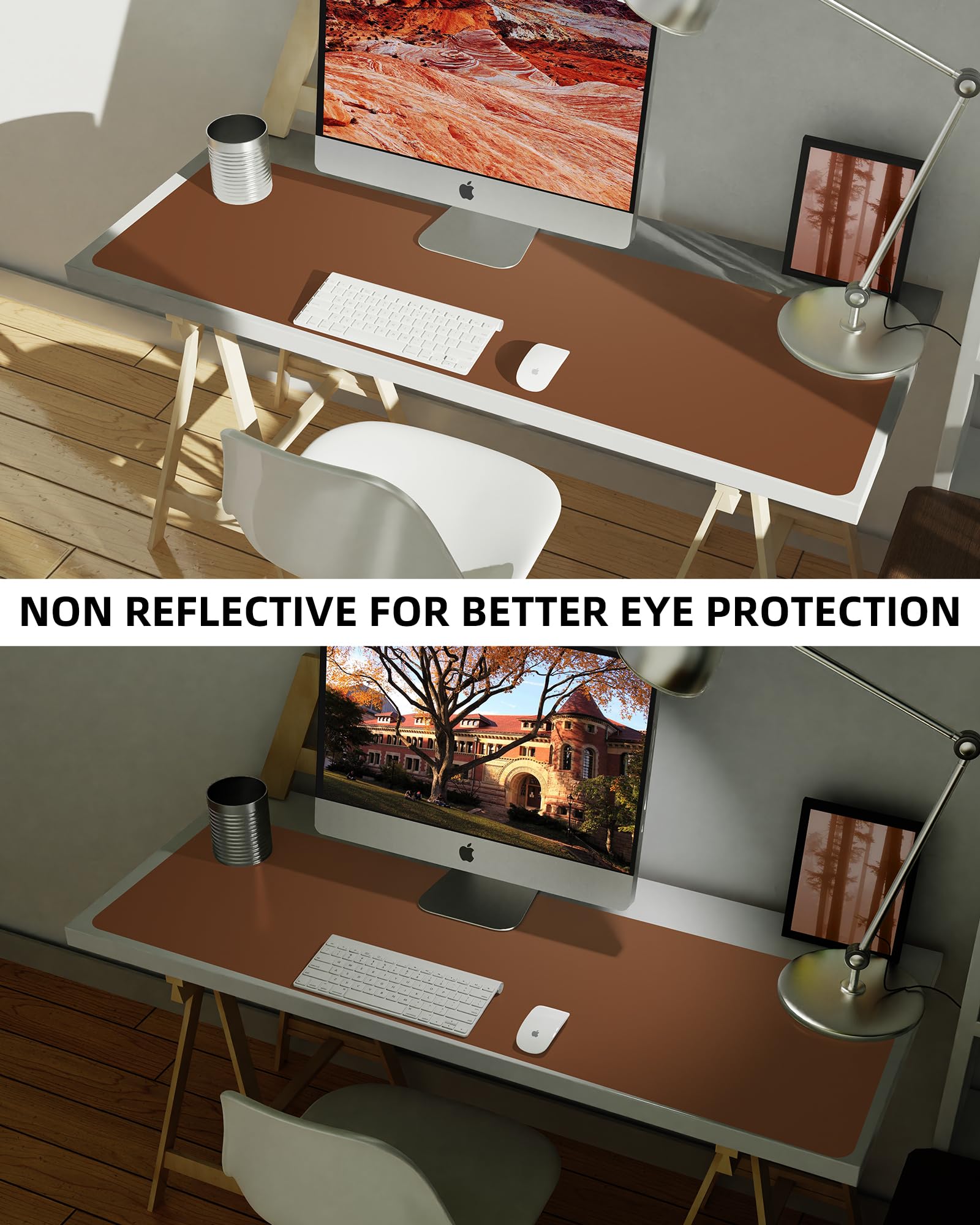 Large Desk Mat 55" x 17"Leather Desk Pad Protector,Mouse Pad,Office Desk Mat, Non-Slip PU Leather