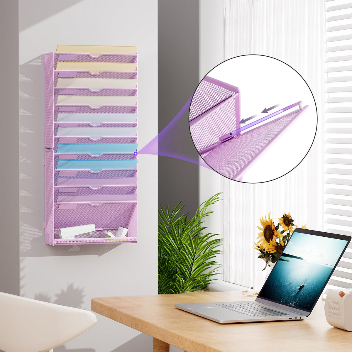Marbrasse Wall File Holder 11-Tier Hanging Wall File Organizer, for Papers, Files Clipboard &