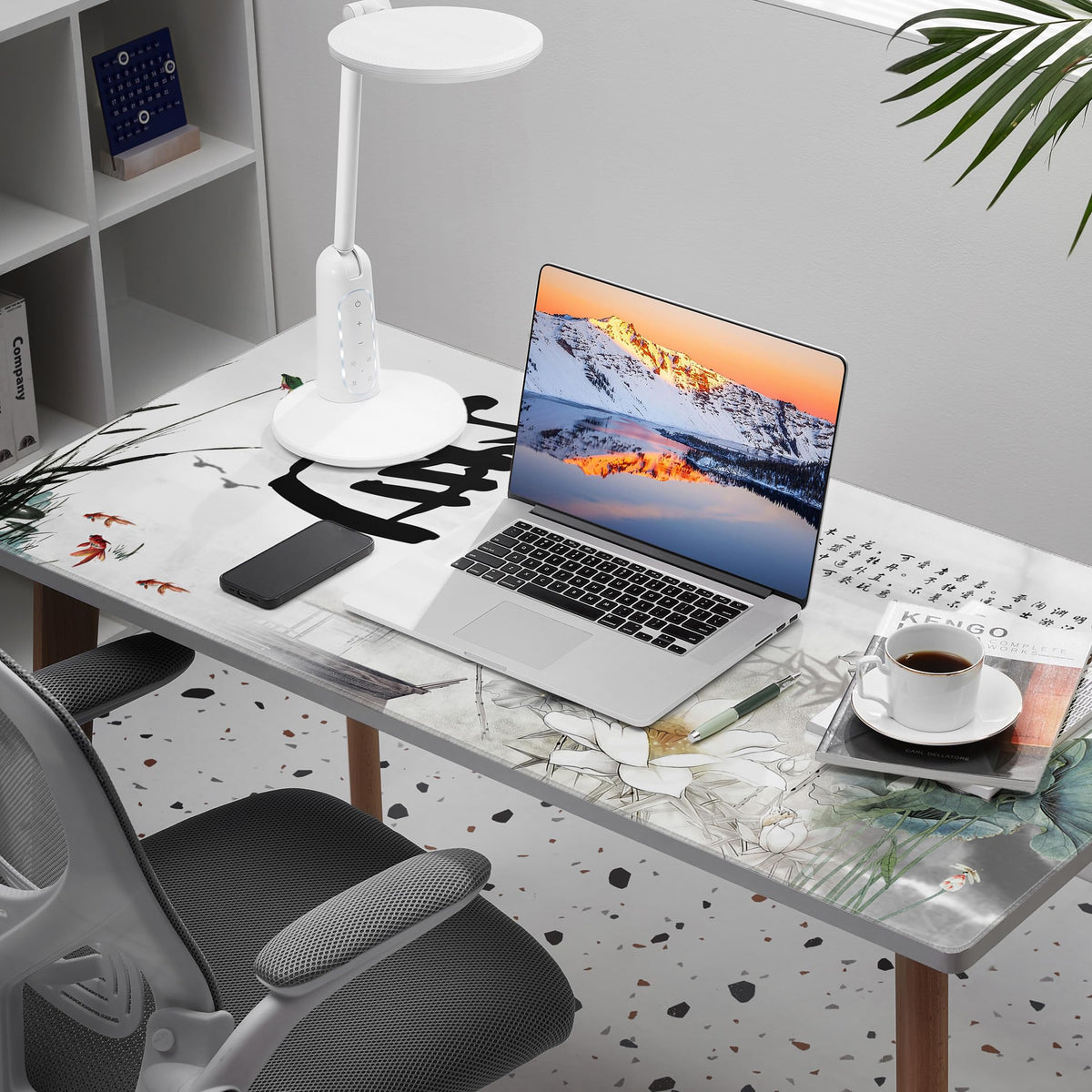 LL-COEUR XXL Landscape Gaming Mouse Pad Computer Keyboard Mat Office Desk Pad (Lotus 2, 47.2" x