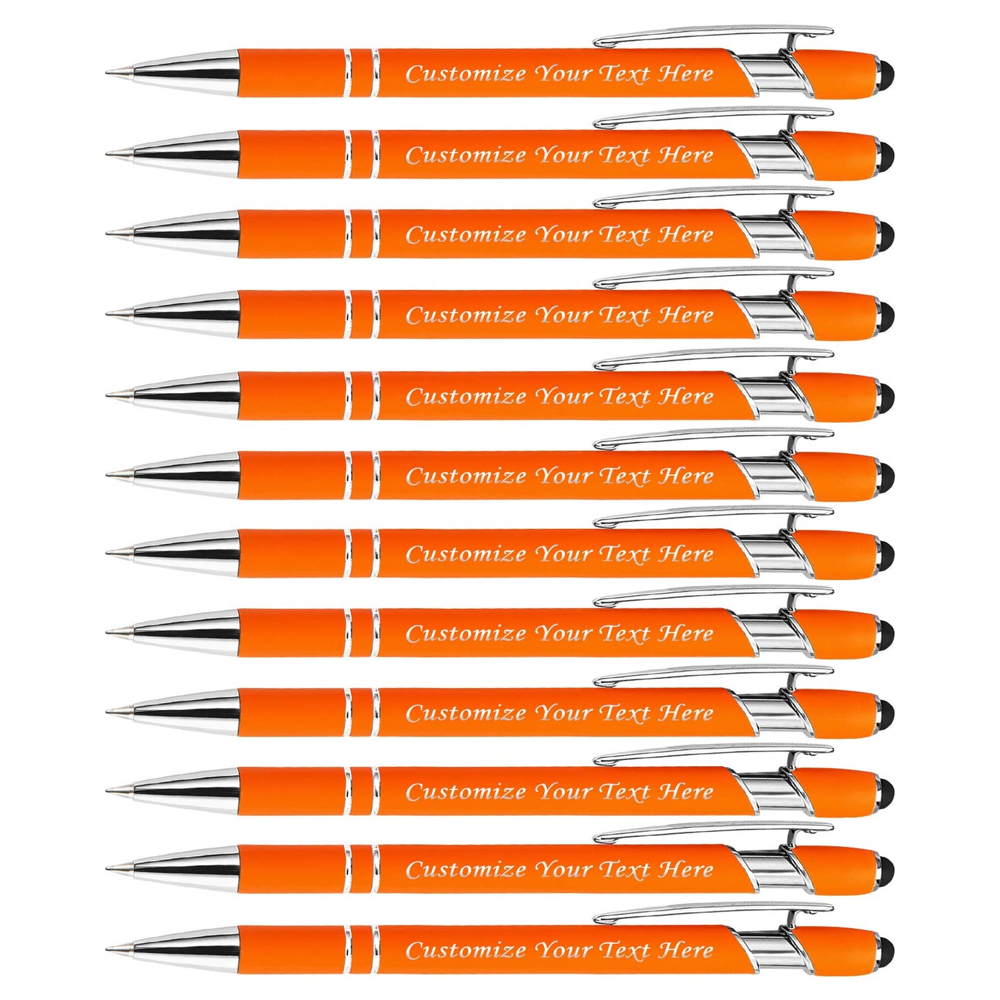 Personalized Pens with Stylus Tip, Custom Engraving Pens 12PCS, Soft Touch Ballpoint Pen, Printed