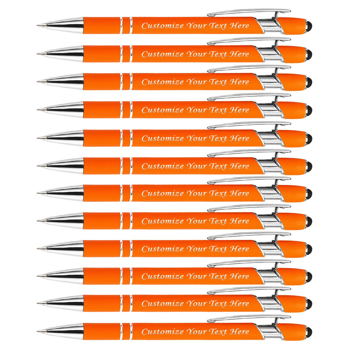 Personalized Pens with Stylus Tip, Custom Engraving Pens 12PCS, Soft Touch Ballpoint Pen, Printed