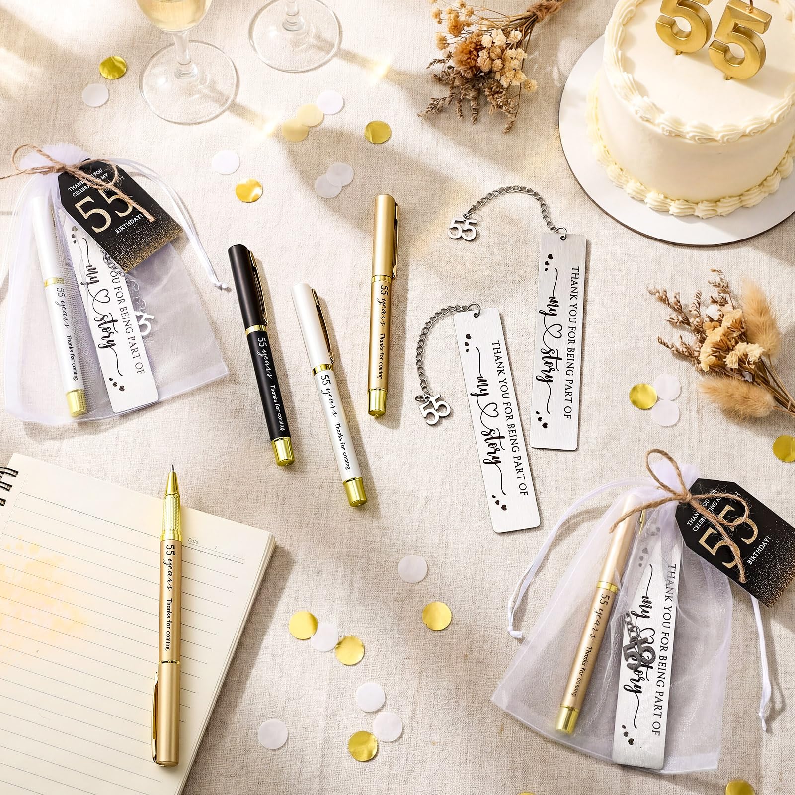 Sinload 25 Sets Birthday Favors for Guests 25 Thanks for Coming Ballpoint Pens 25 Metal Bookmarks