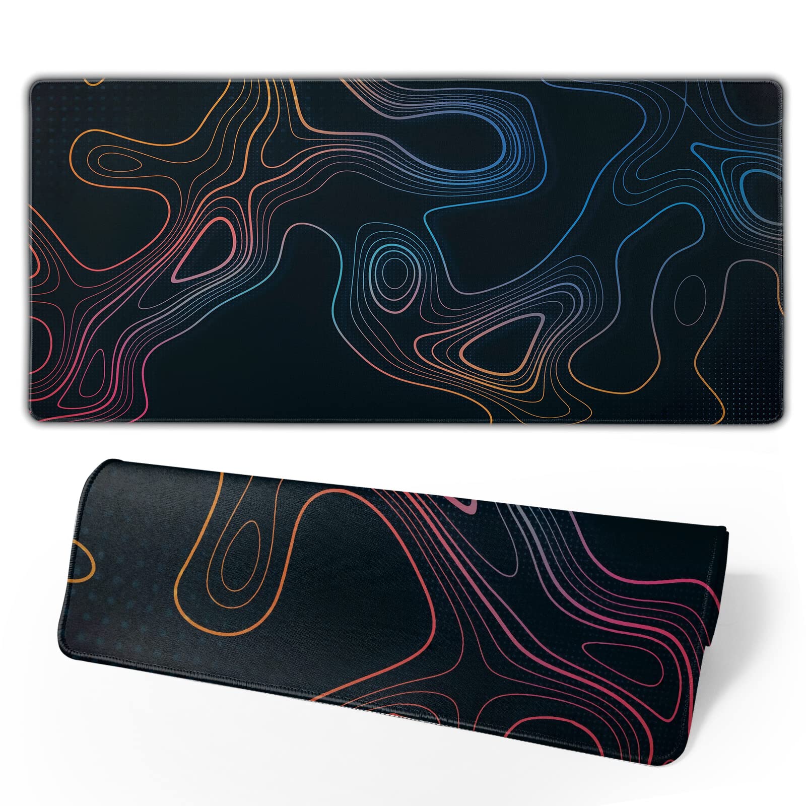 Topographic Contour Map XL Mouse Pad 31.5 x 11.8 Inch Gaming Mousepad Extended Large Mousepad with