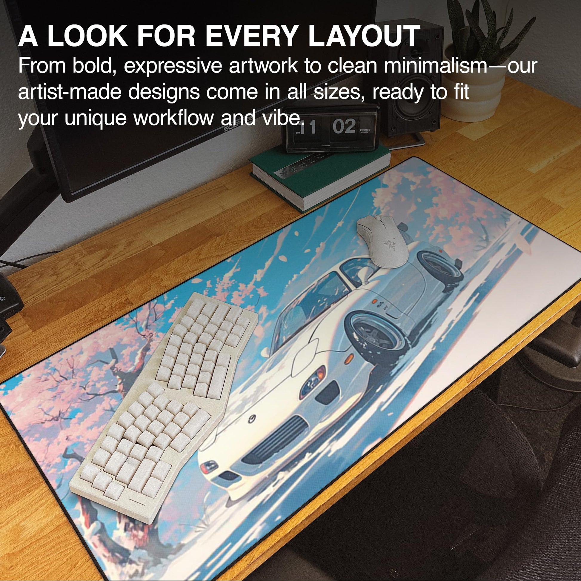 MPCO. Mios-Mazda Large Gaming Desk Pad, 36" x 17" Duraglyde Fabric Desk Mat