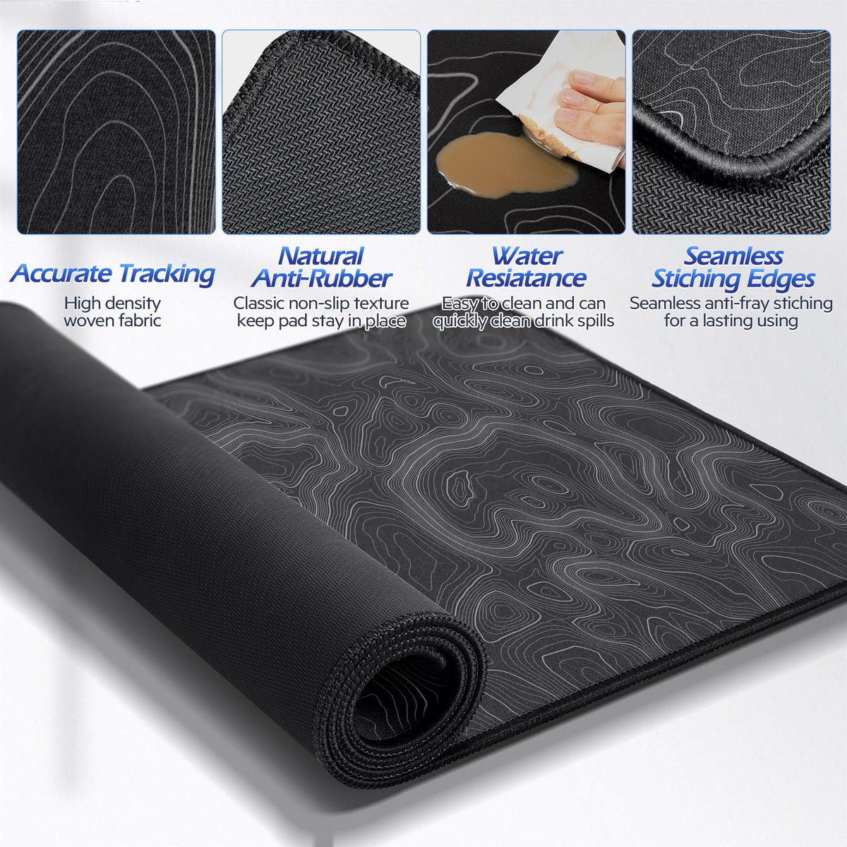 Gimars 4 in 1 Mouse Pad and Keyboard Wrist Rest Set, Large Mouse Pad with Memory Foam Wrist Support