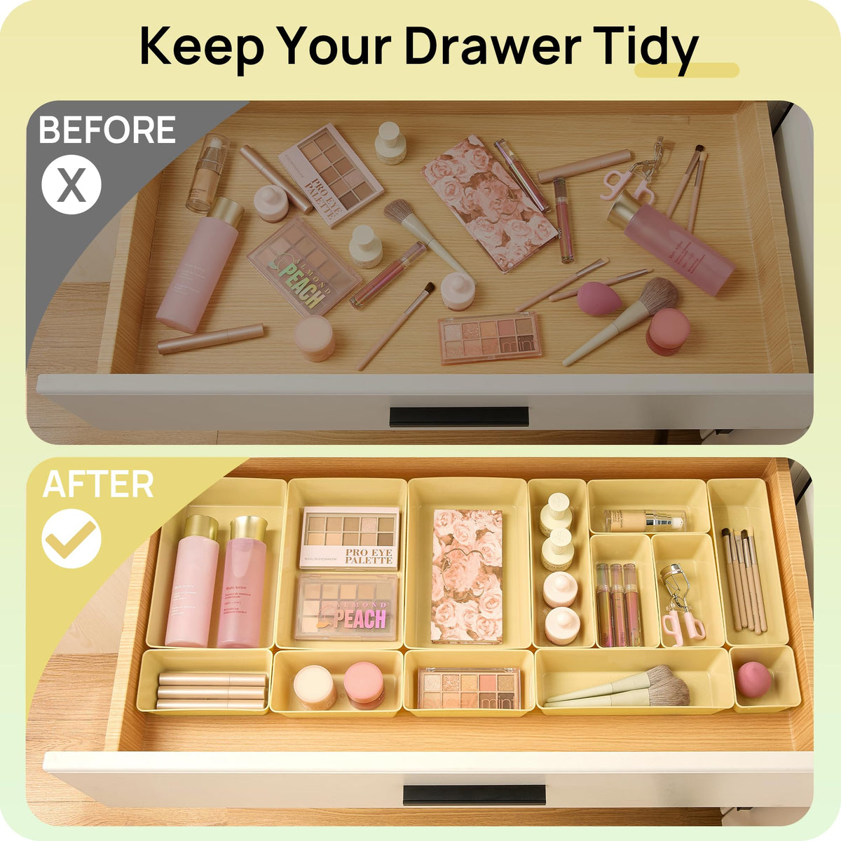 Vtopmart 25 Pack Plastic Drawer Organizers with Non-slip Rubber Pads