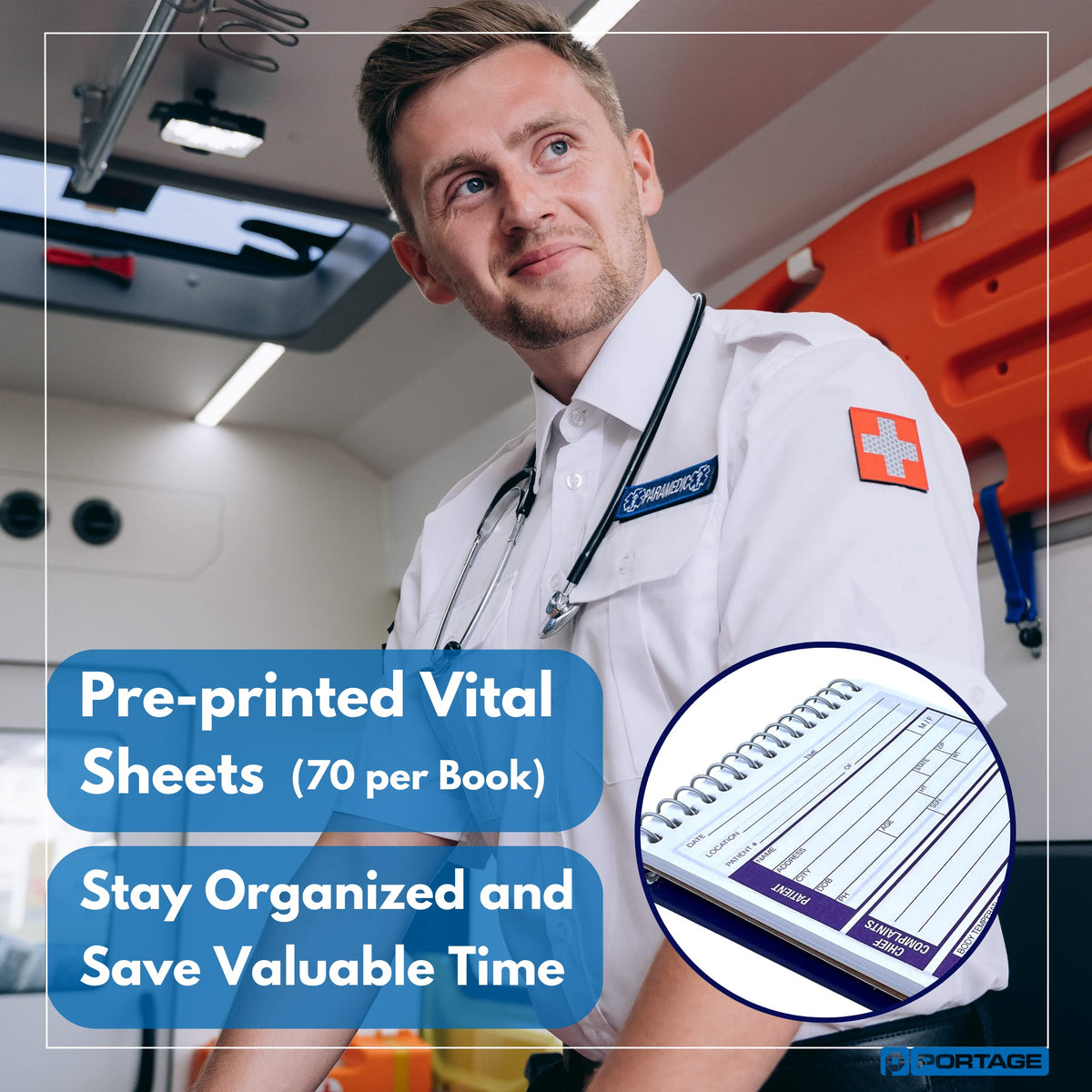 Portage EMT/First Responders Vital Statistics Notebook – 6” x 3.75” Medical Notebook for Vital