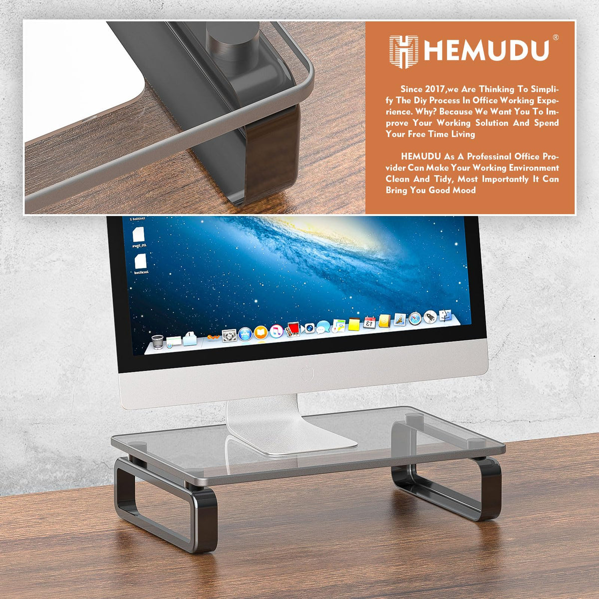 Hemudu Computer Monitor Stand Riser Multi Media Desktop Stand for Flat Screen LCD LED TV