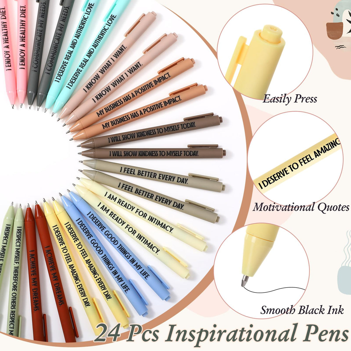 Mooliwe 48 Pcs Affirmation Notebooks Pens Bulk Gifts, Gratitude,Plant