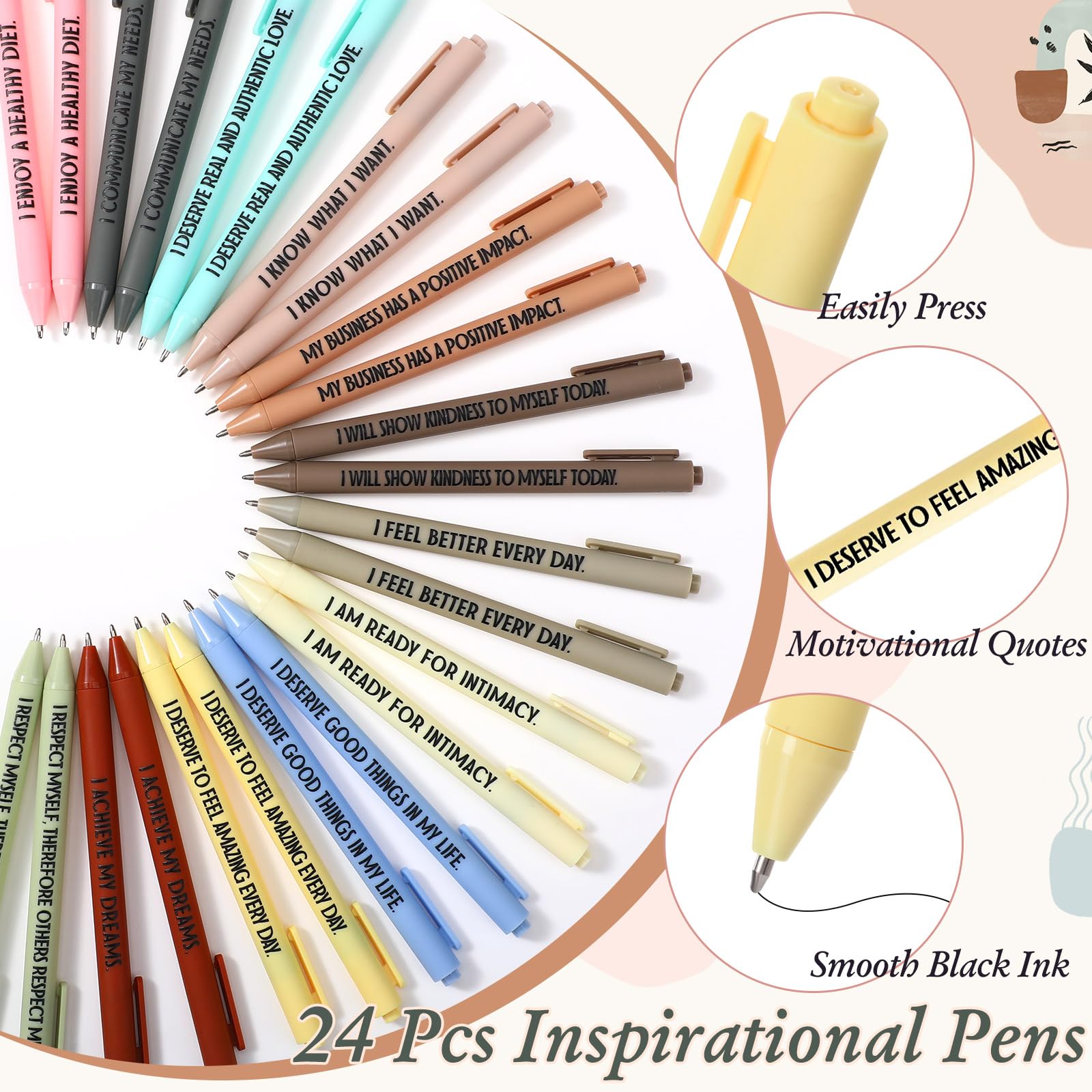 Mooliwe 48 Pcs Affirmation Notebooks Pens Bulk Gifts, Gratitude,Plant