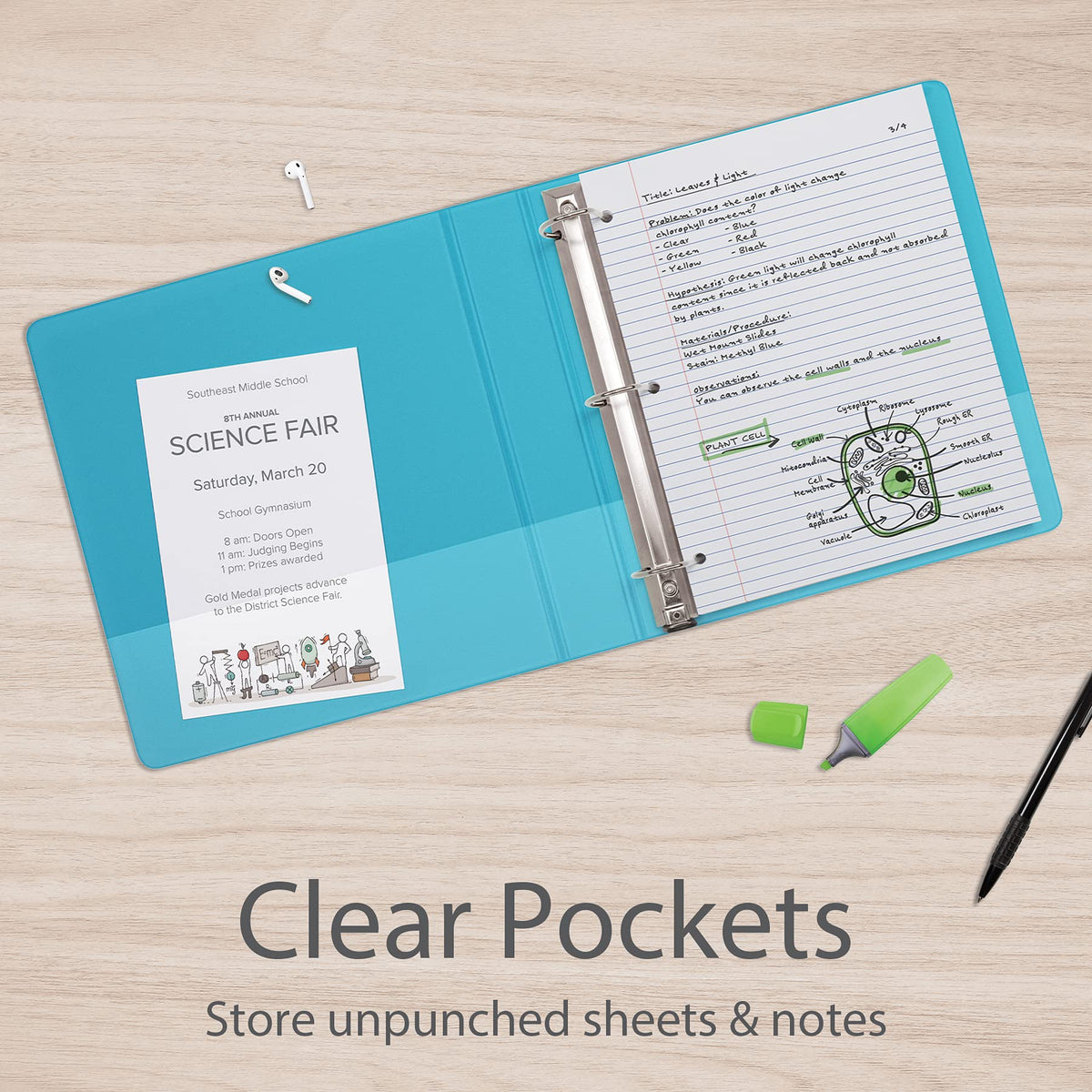 Oxford 2 Inch Binders, 4 Pack, 3 Ring Binder, ONE-Touch Easy Open D-Rings, Holds 530 Sheets