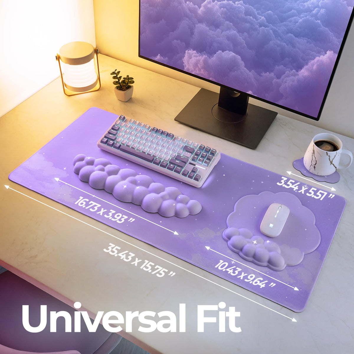 TheTrulyCharter Premium Quality Cloud Wrist Rest Keyboard & Mouse Pad Set – Ergonomic Memory Foam