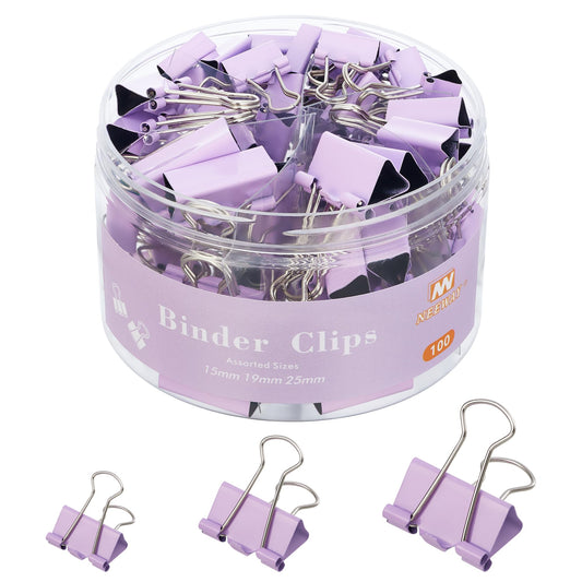 NEEWAY 100 Count Binder Clips Assorted Sizes, Paper Binder Clips (0.6inch 0.75inch 1inch), Metal