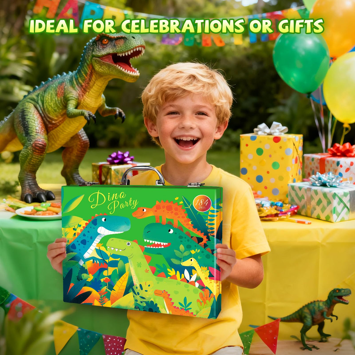 Cokiki Dinosaur Drawing Kit for Kids 6-12, 184 Piece Art Set