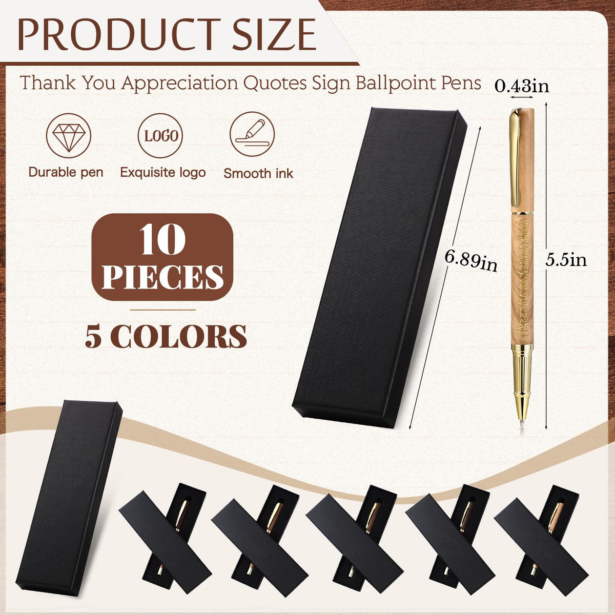 PerKoop 10 Sets Thank You Gifts, Appreciation Pens with Boxes for Men Women