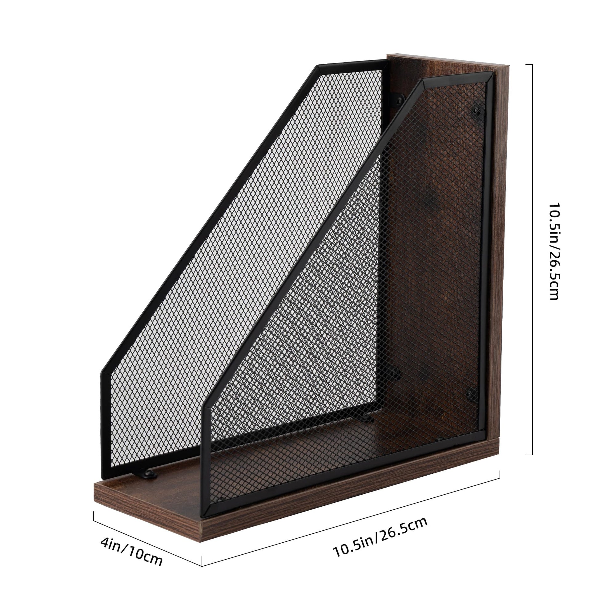 ASIFMTHOT Antique Wooden Magazine Holder,Mesh File Holder for Desk, Office Desk Accessories